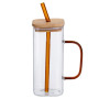 Зображення Кружка скляна з кришкою та коричневою трубочкою Light House LG-30162 CL+BN 400 мл прозора ИМ Light-Deco 