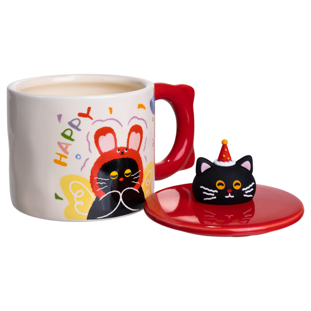 Зображення Чашка порцелянова Light House LG-30167 RD 400 мл з кришкою червона ИМ Light-Deco 1 