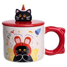 Чашка порцелянова Light House LG-30167 RD 400 мл з кришкою червона