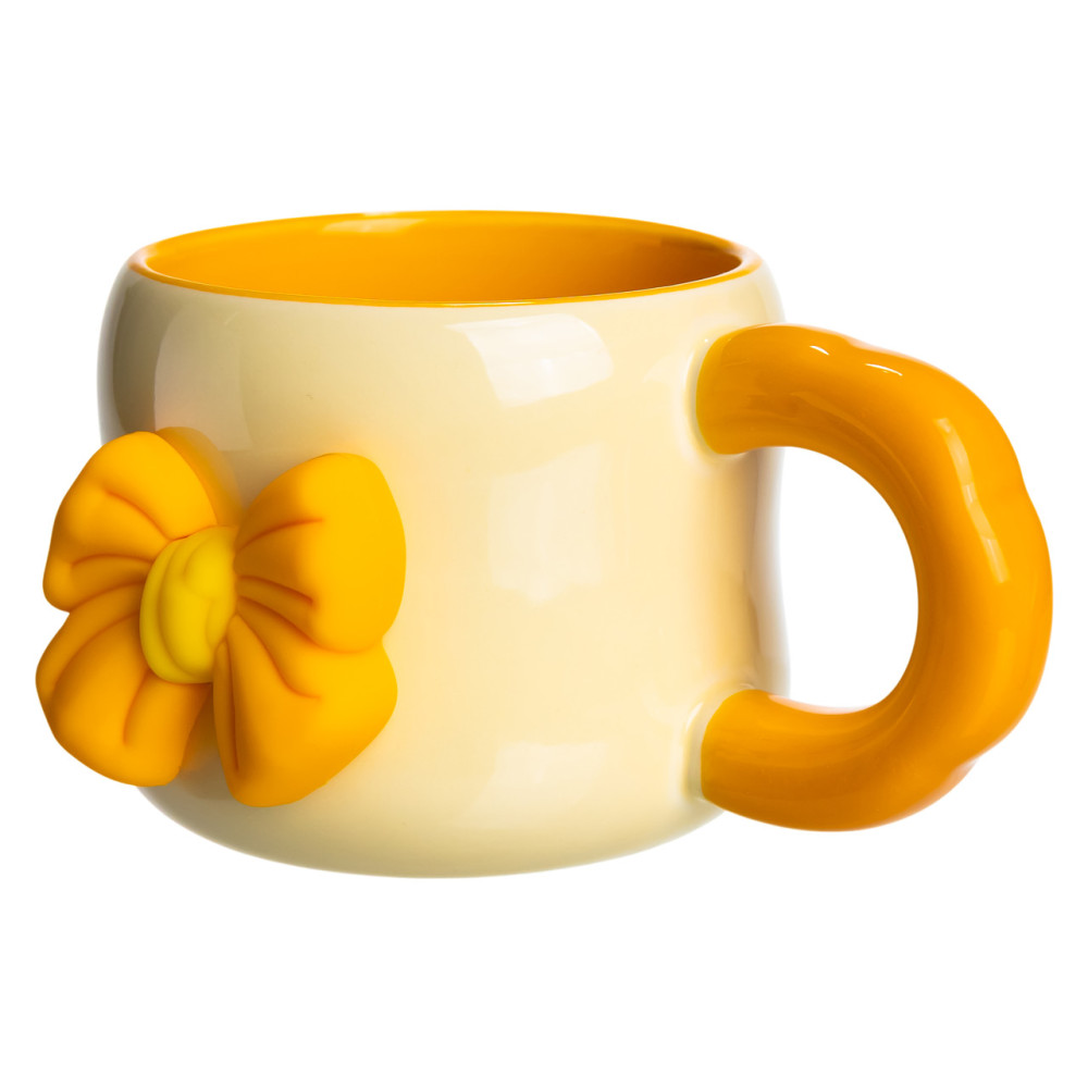 Зображення Чашка фарфорова Light House "Бант" LG-30198 BEG+OR 400 мл бежевий з жовтим на магніті. ИМ Light-Deco 2 