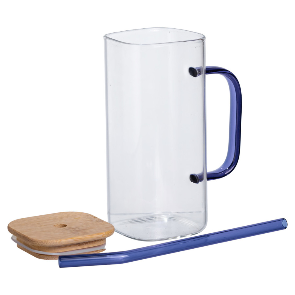 Зображення Кружка скляна з кришкою та блакитною трубочкою Light House LG-30162 CL + BL 400 мл прозора ИМ Light-Deco 2 