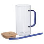 Зображення Кружка скляна з кришкою та блакитною трубочкою Light House LG-30162 CL + BL 400 мл прозора ИМ Light-Deco 2 