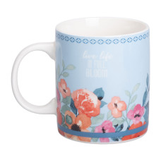 Чашка керамічна Light House з квітковим принтом 400 (мл) для чаю та кави (LG-20175) Блакитна