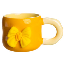 Чашка фарфорова Light House "Бант" LG-30198 OR + BEG 400 мл жовтий з бежевим на магніті