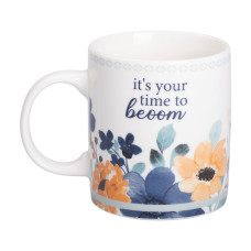 Чашка керамічна Light House з квітковим принтом 400 (мл) для чаю та кави (LG-20175) біла