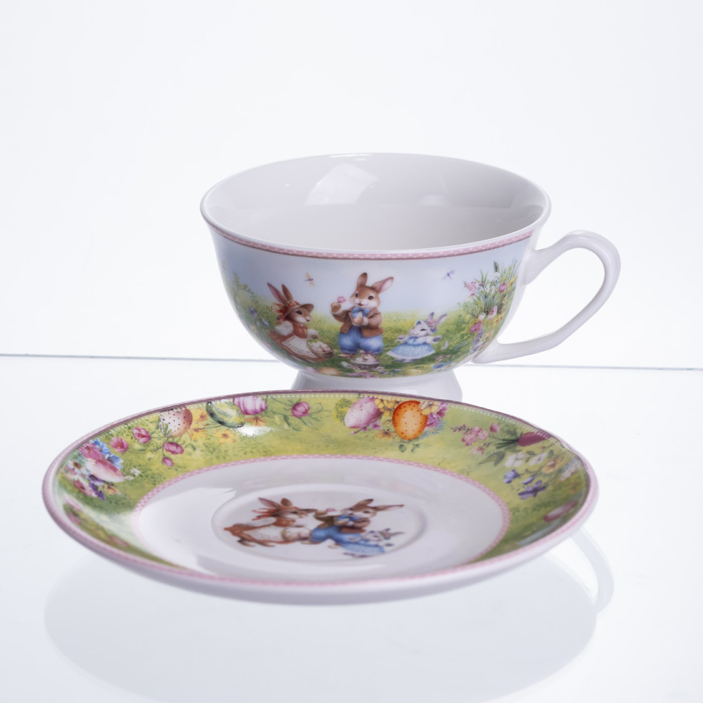 Зображення Чашка порцелянова із блюдцем Light House "Сімейка кроликів" LG-30218-200 малюнок 200 мл ИМ Light-Deco 2 