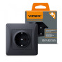 Изображение Розетка одинарная с заземлением черный графит VIDEX BINERA ИМ Light-Deco 