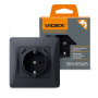 Изображение Розетка одинарная с заземлением и 2USB черный графит VIDEX BINERA ИМ Light-Deco 