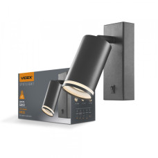 Світильник настінний Бра VIDEX під лампу GU10 SPF05E з кнопкою чорний