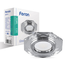 Світильник точковий вбудований Feron 8020-2 з LED підсвічуванням хром + прозорий