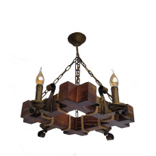Люстра підвісна дерев'яна свічки Light House LPR-20102/4 колір коричневий