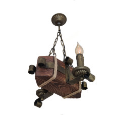 Люстра підвісна дерев'яна свічки Light House LPR-20103/2P колір коричневий