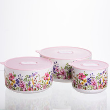 Контейнеры для еды фарфоровые Flowers 9,5/13/15 см Yiwu TS-3P-2