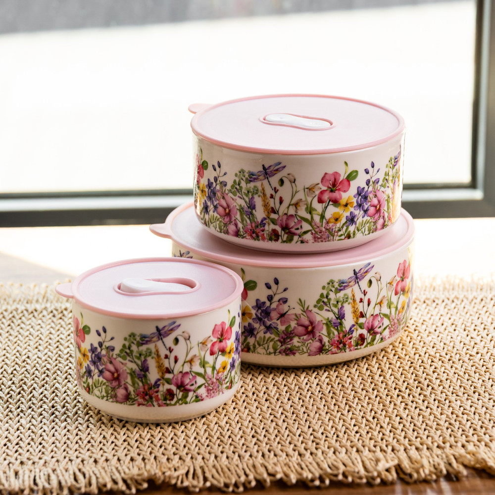Зображення Контейнеры для еды фарфоровые Flowers 9,5/13/15 см Yiwu TS-3P-2 ИМ Light-Deco 1 