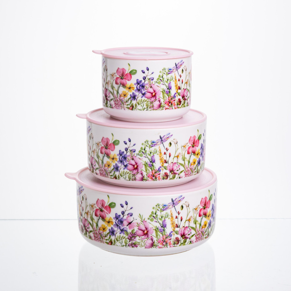 Зображення Контейнеры для еды фарфоровые Flowers 9,5/13/15 см Yiwu TS-3P-2 ИМ Light-Deco 2 