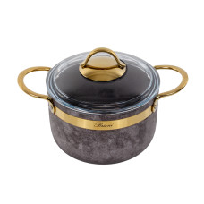 Каструля brioni антипригарна royal stone sandstone gold 18 см, 2,5 л., 3,5 мм товщ.