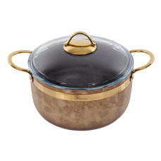 Каструля brioni антипригарна royal stone ti̇gereye gold 24 см, 5 л., 3,5 мм товщ.