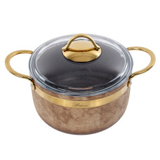 Каструля brioni антипригарна royal stone ti̇gereye gold 20 см, 3 л., 3,5 мм товщ.