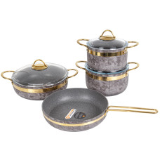 Набiр з 4 пр. brioni royal stone sandstone gold (каструля 18 см 2,5 л/ каструля 20 см 3 л/ сковоро Набiр з 4 пр. brioni royal stone sandstone gold (каструля 18 см 2,5 л/ каструля 20 см 3 л/ сковоро