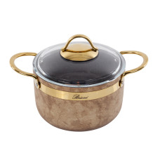 Каструля brioni антипригарна royal stone ti̇gereye gold 18 см, 2,5 л., 3,5 мм товщ.