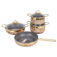 Набiр з 4 пр. brioni royal stone ti̇gereye gold (каструля 18 см 2,5 л/ каструля 20 см 3 л/ сковоро Набiр з 4 пр. brioni royal stone ti̇gereye gold (каструля 18 см 2,5 л/ каструля 20 см 3 л/ сковоро