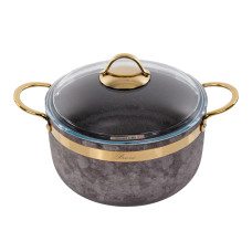 Каструля brioni антипригарна royal stone sandstone gold 24 см, 5 л., 3,5 мм товщ.