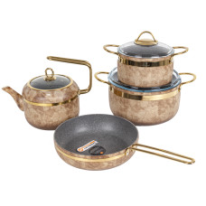 Набiр з 4 пр. brioni royal stone ti̇gereye gold (каструля 18 см 2,5 л/ каструля 24 см 5 л/ сковоро Набiр з 4 пр. brioni royal stone ti̇gereye gold (каструля 18 см 2,5 л/ каструля 24 см 5 л/ сковоро