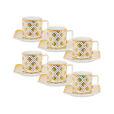 Кавовий набір 12 пр. 120 мл білий із золотом