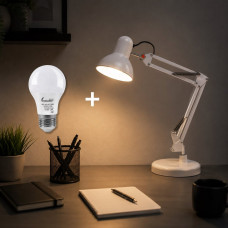 Настільна лампа VALESO SM-800A, метал + пластик, білий, E27, 60W
