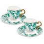 Зображення Набір кавових чашок фарфорових з блюдцем на 2 персони Lefard "Смарагдовий сад" 100мл (925-056) ИМ Light-Deco 