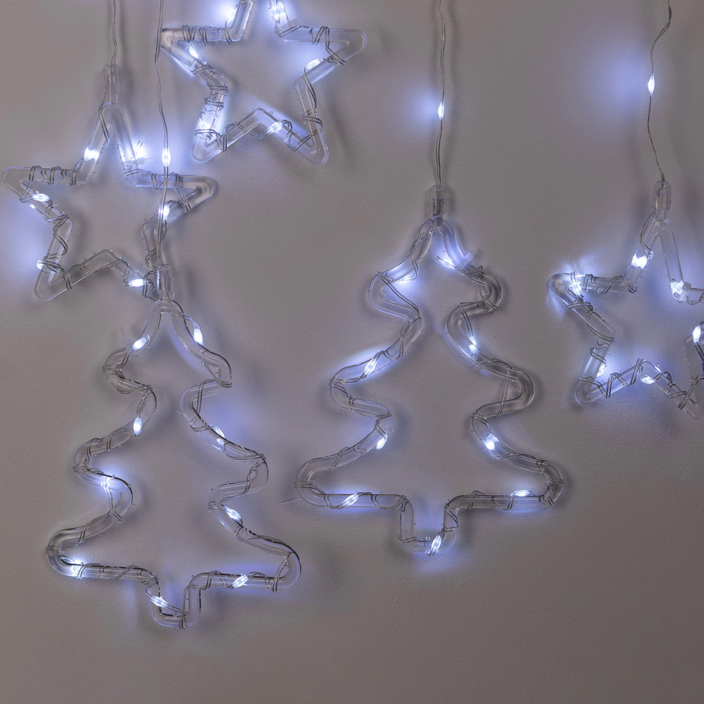 Изображение Гирлянда штора светодиодная GarlandoPro звезда и елка 120LED 3х0,9 м 8 режимов Белый 1733071W ИМ Light-Deco 6 