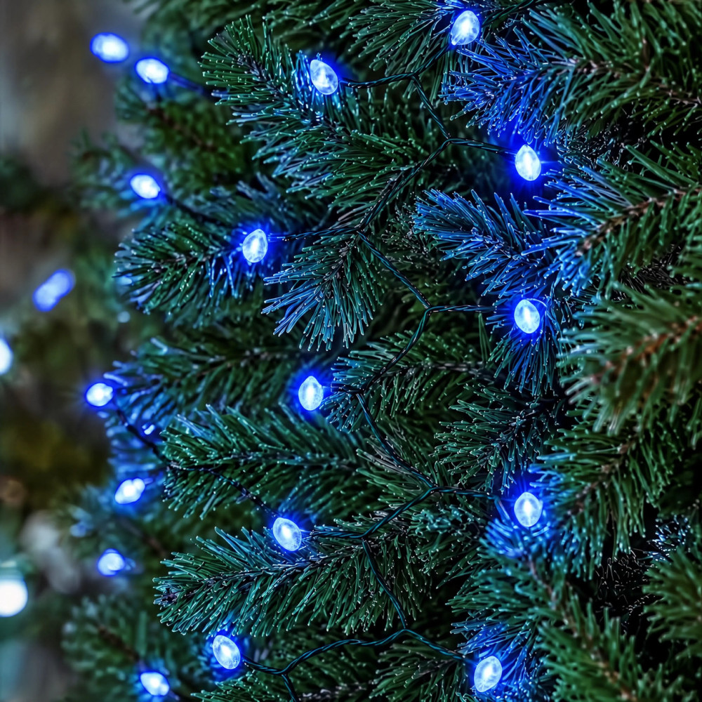 Изображение Гирлянда Конский хвост Мишура 960 LED 16 нитей 3 м зеленая, синий GarlandoPro D960L3MGBL ИМ Light-Deco 4 