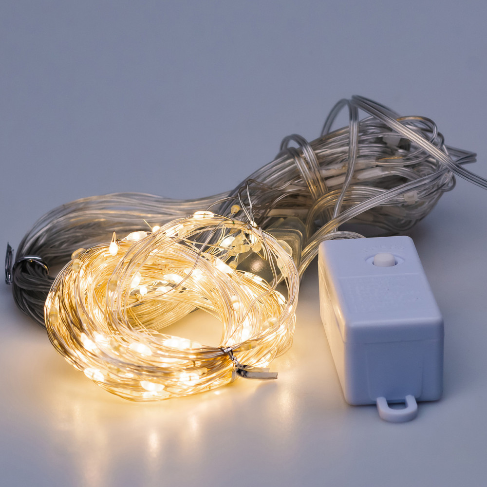 Зображення Гирлянда штора светодиодная GarlandoPro 200LED Роса 3х3м 8 режимов 10 нитей гирлянда роса на ёлке Желтый 173308Y ИМ Light-Deco 1 
