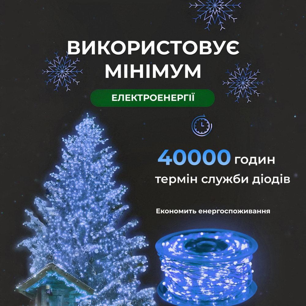 Изображение Гирлянда роса на пульте 200 метров на 2000 led светодиодов капля белый провод синяя 2000L200MWBL ИМ Light-Deco 5 