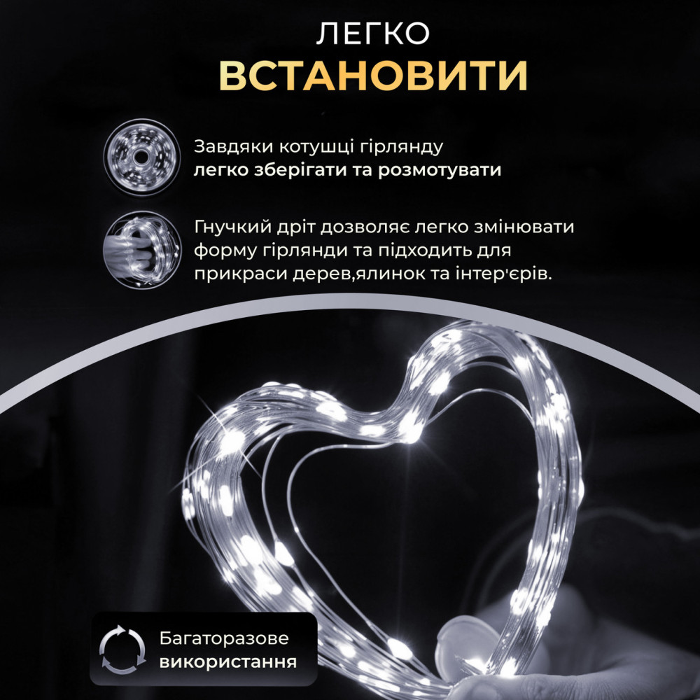 Изображение Гирлянда роса 20 метров USB на 200 led светодиодов капля зеленый провод белая USB200L20MGW ИМ Light-Deco 2 
