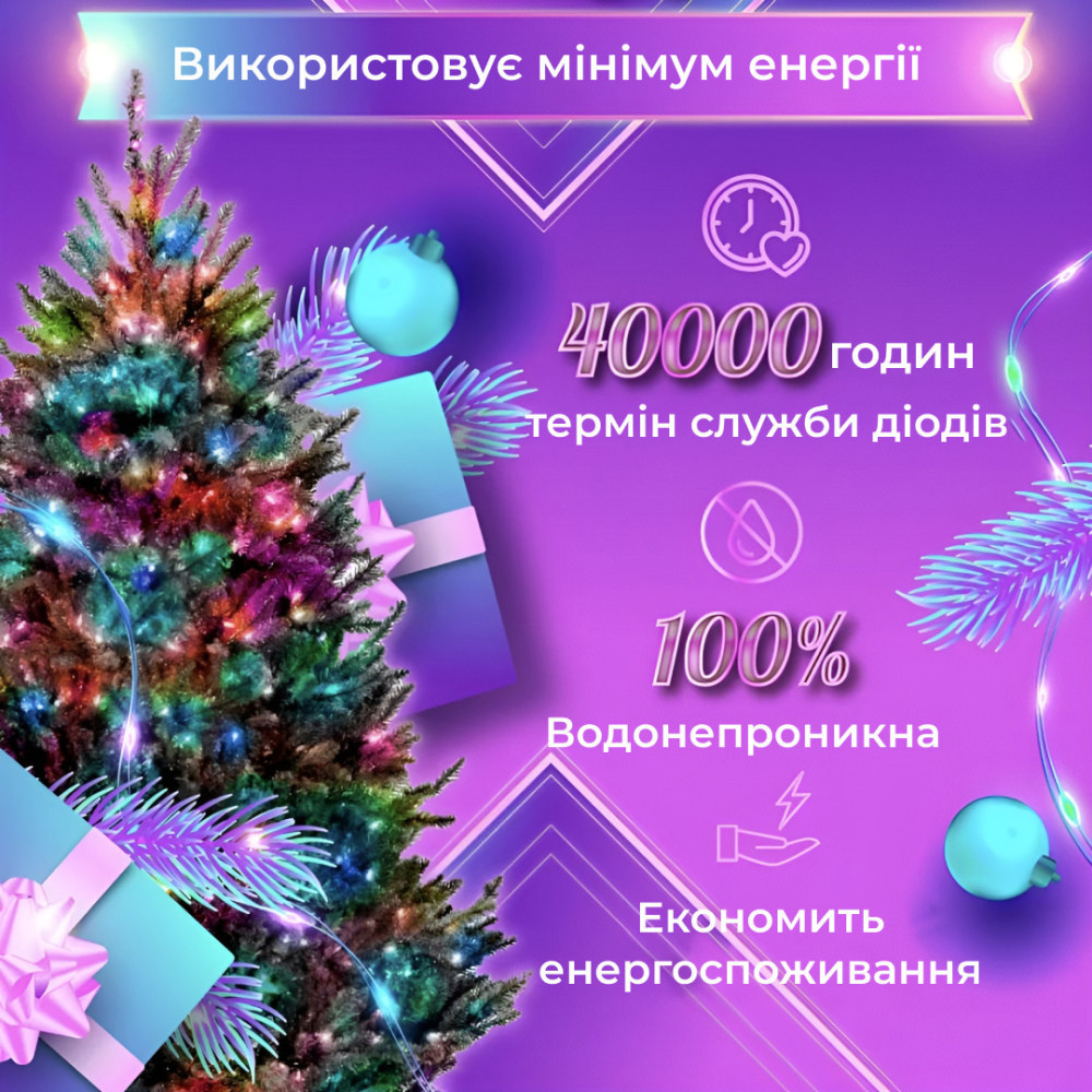 Изображение Гирлянда Роса Капля 50 метров 500 LED лампочек светодиодная гирлянда в катушке медный провод 8 функций + пульт 1733033ML ИМ Light-Deco 6 