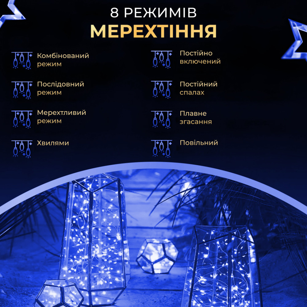 Изображение Гирлянда роса на пульте 100 метров на 1000 led светодиодов капля зеленый провод синяя 1000L100MGBL ИМ Light-Deco 7 