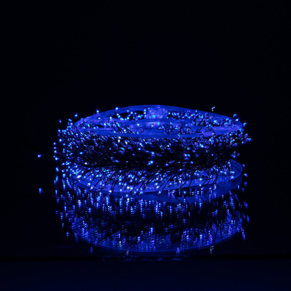 Изображение Новогодняя гирлянда Хвойная лапа комнатная роса 100 м 3000 LED зеленый провод Синее сияние D3000L100MGBL ИМ Light-Deco 2 