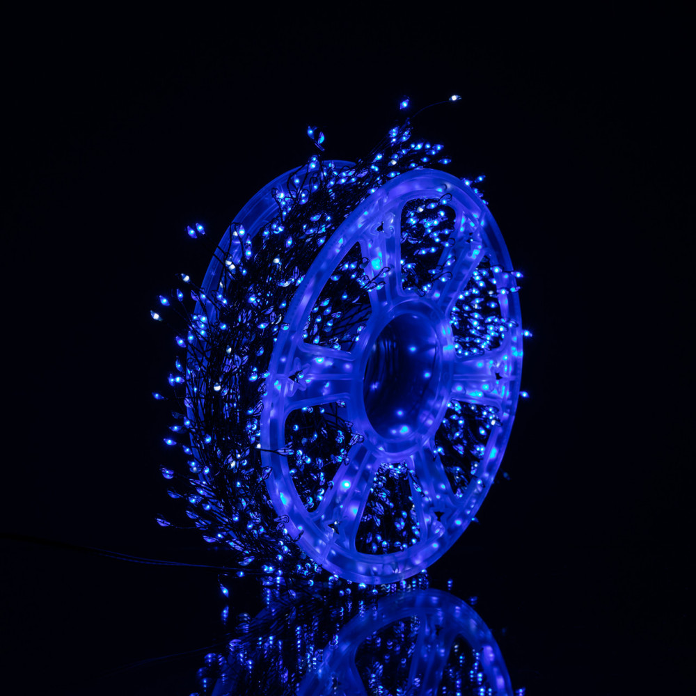 Изображение Новогодняя гирлянда Хвойная лапа комнатная роса 100 м 3000 LED зеленый провод Синее сияние D3000L100MGBL ИМ Light-Deco 3 