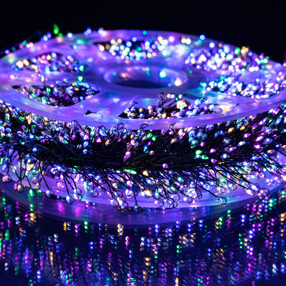 Изображение Новогодняя гирлянда комнатная роса 100 м 3000 LED Хвойная лапа зеленый провод Мультиколор D3000L100MGML ИМ Light-Deco 2 