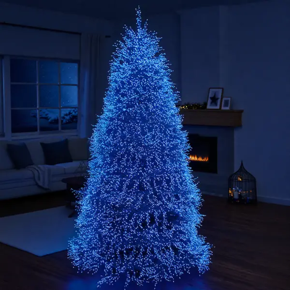Изображение Новогодняя гирлянда комнатная роса Хвойная лапа 50 м 1500 LED зеленый провод Синее сияние D1500L50MGBL ИМ Light-Deco 1 