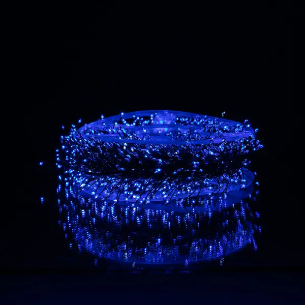 Изображение Новогодняя гирлянда комнатная роса Хвойная лапа 50 м 1500 LED зеленый провод Синее сияние D1500L50MGBL ИМ Light-Deco 2 