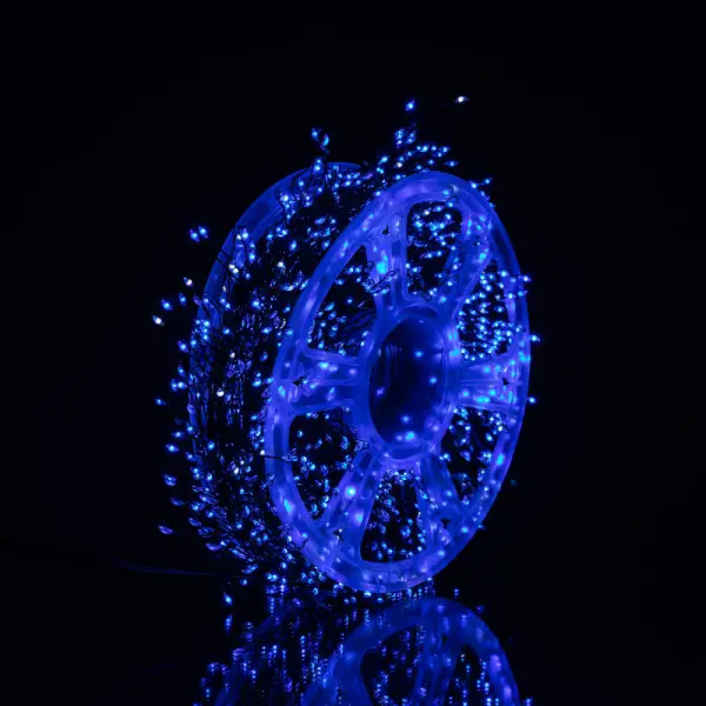 Изображение Новогодняя гирлянда комнатная роса Хвойная лапа 50 м 1500 LED зеленый провод Синее сияние D1500L50MGBL ИМ Light-Deco 3 