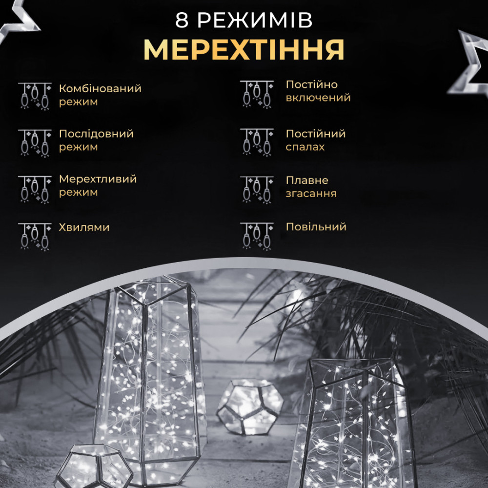Изображение Гирлянда роса на пульте 100 метров на 1000 led светодиодов капля зеленый провод белая 1000L100MGW ИМ Light-Deco 4 