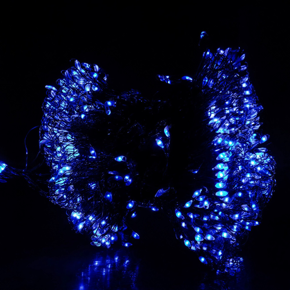 Изображение Гирлянда Конский хвост Мишура 1800 LED 20 нитей 3 м зеленая, синий GarlandoPro D1800L3MGBL ИМ Light-Deco 5 
