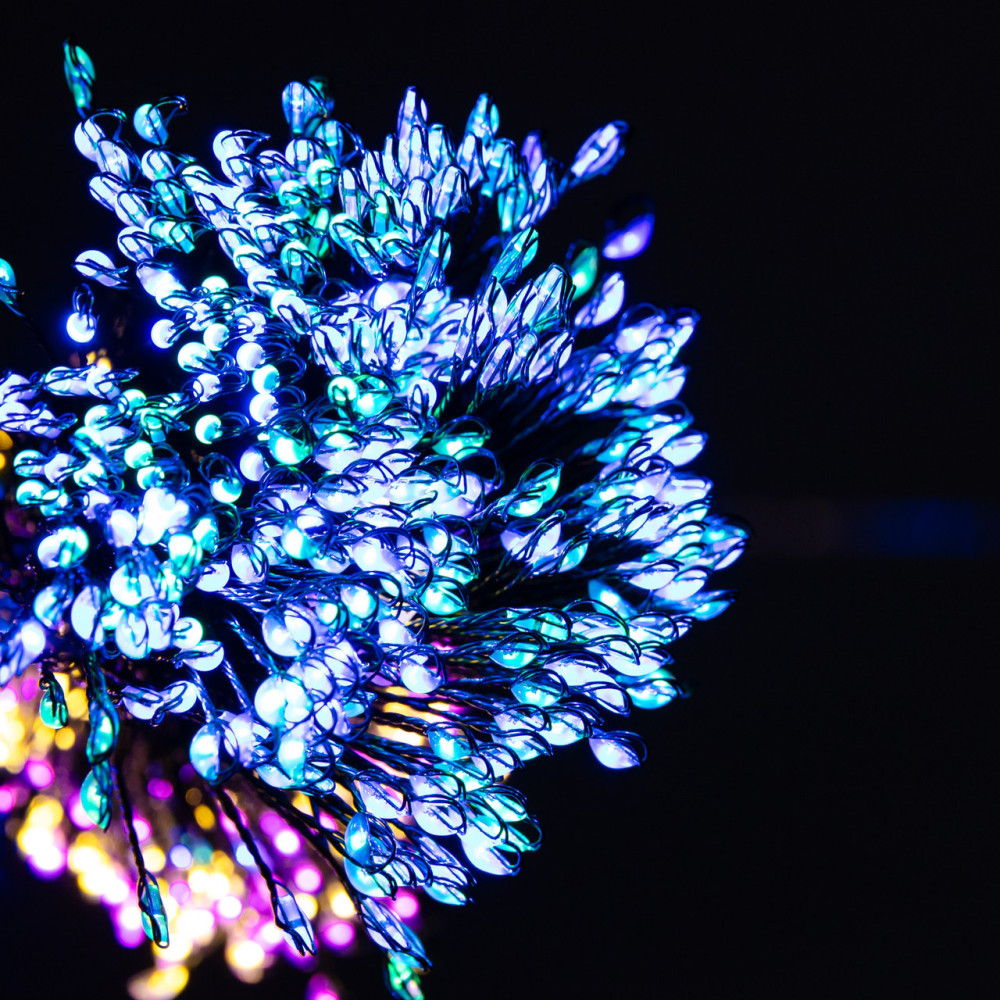 Изображение Гирлянда Конский хвост Мишура 640 LED 16 нитей 2 м зеленая, мультиколор GarlandoPro D640L2MGML ИМ Light-Deco 9 