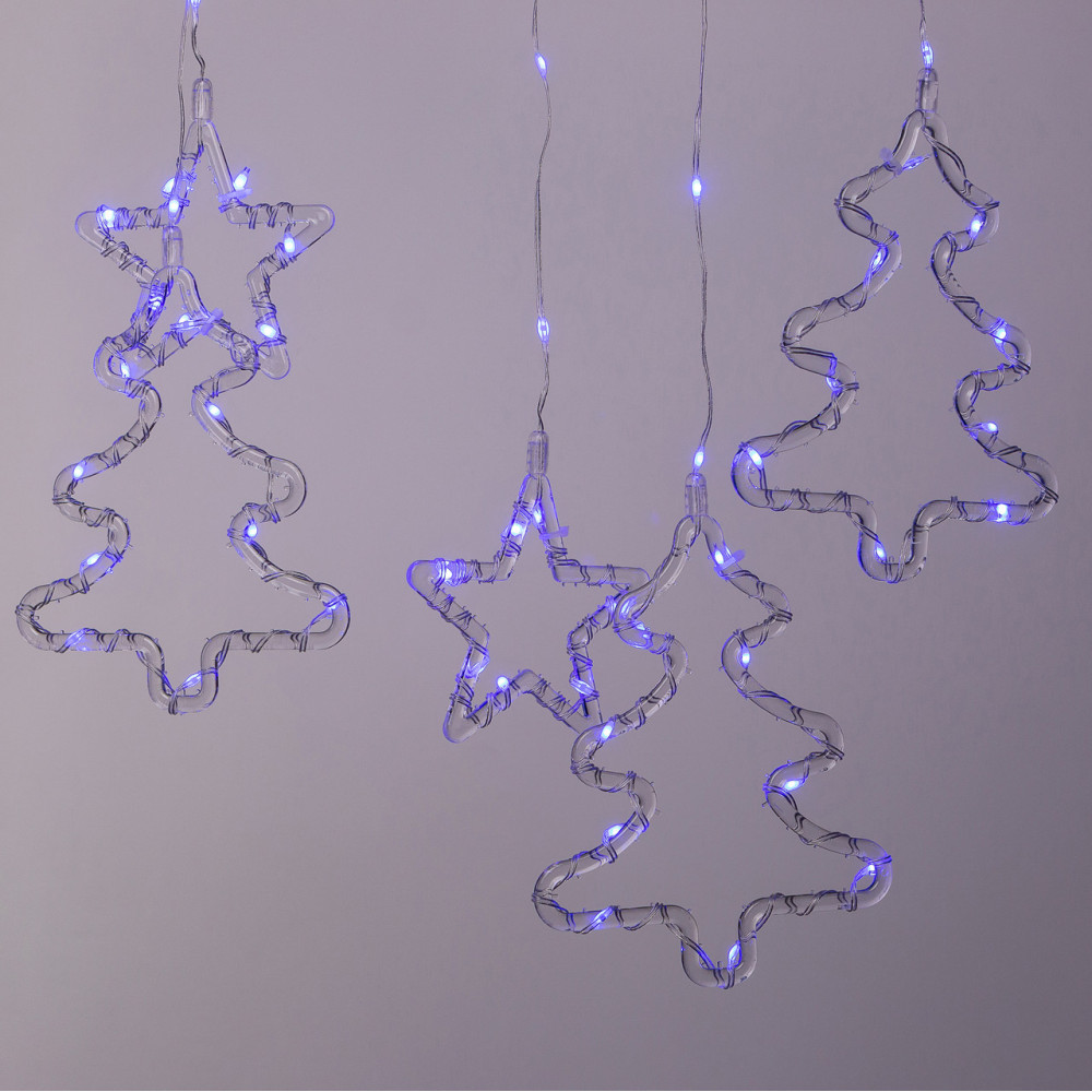 Изображение Гирлянда штора светодиодная GarlandoPro звезда и елка 120LED 3х0,9 м 8 режимов Синий 1733070BL ИМ Light-Deco 6 