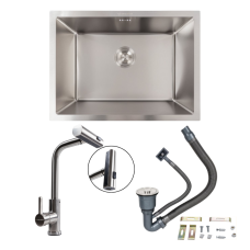Кухонний комплект: Мийка Valeso Handmade (58x43 см) монтаж під стільницю + Змішувач XK08A