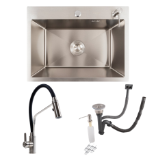 Кухонний комплект: Мийка Valeso Handmade (58x43 см) + Змішувач KN36