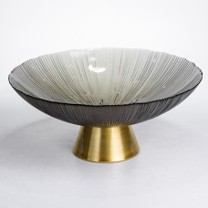 Фруктовница стеклянная «Gold & Grey» 34 см на золотой ножке Yiwu HP-34-119